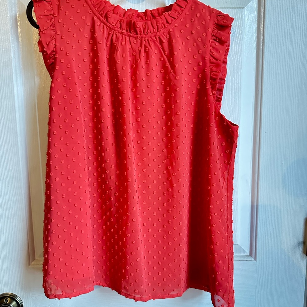 J. Crew Red Textured Sleeveless Blouse